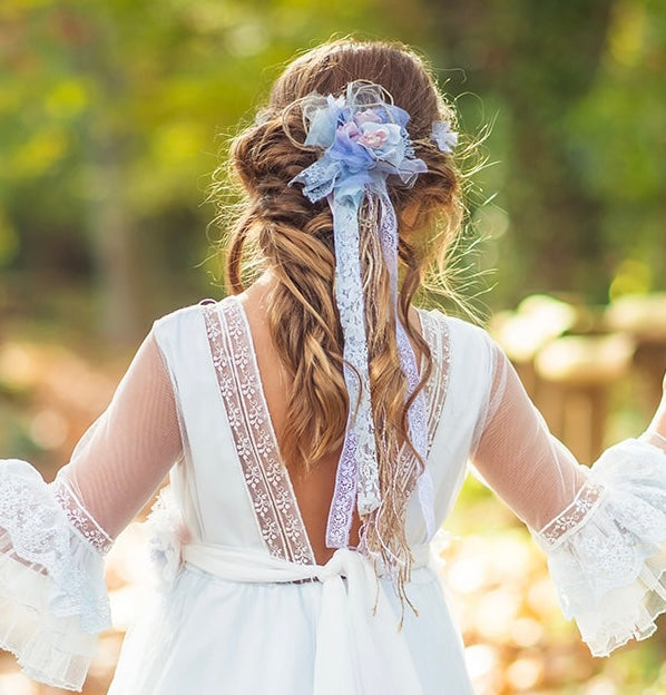 Tocado Turbante de niña para Comunión, Arras o Ceremonia. Modelo NUBE –  Moonfarres