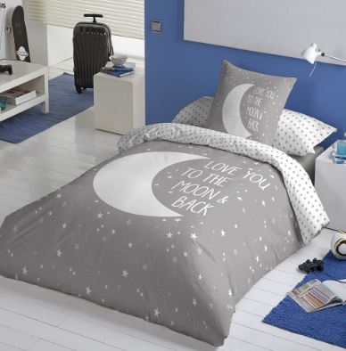 Funda Cojin Niña 50x50. Modelo Moon Gris. Regalos de Comunión.